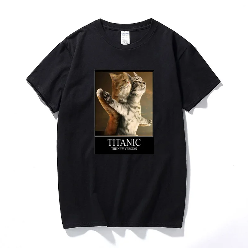 

Titanic Funny Cats New Version T-shirts Vintage Graphic T Shirts for Men Women Harajuku Camisas Streetwear Casual Cotton Tshirt