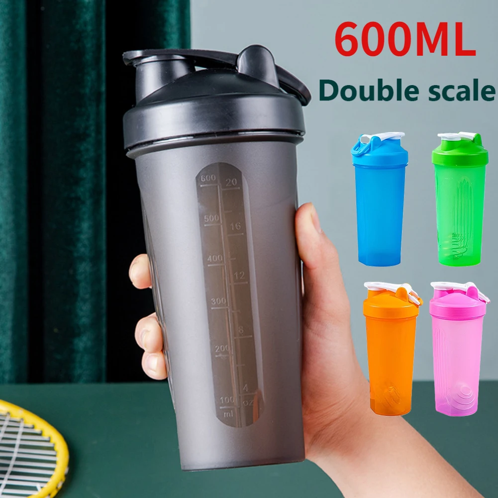 

600ml Portable Protein Powder Shaker Bottle Leak Proof Water Bottle for Gym Fitness Training Sport Shaker Mixing Cup with Scale