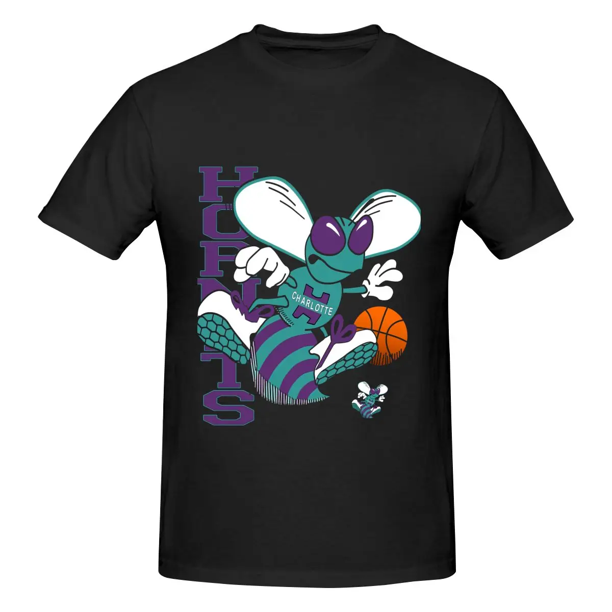 

Charlotte Hornets Basketball Sve tide trend men summer retro washed harajuku short sleeved casual Streetwear Tops Tees
