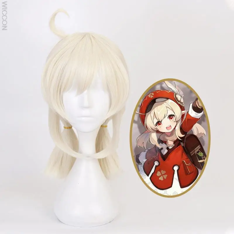 

Game Genshin Impact Klee Cosplay Wig Blonde Ponytails Heat Resistant Synthetic Hair Anime Cosplay Wigs And Wig Cap