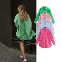 new women simply candy color single breasted poplin shirts office lady long sleeve blouse roupas chic chemise tops