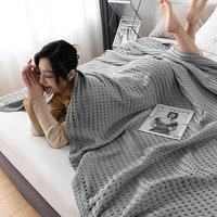 cotton waffle plaid knitted thread blanket grey japan summer thin quilt blanket bedspreads for home hotel throw blankets