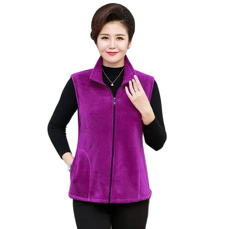 

New Fleece Women Vests Autumn Korean Sleeveless Jackets Ladies Fashion Zipper Casual Waistcoat Female Tops