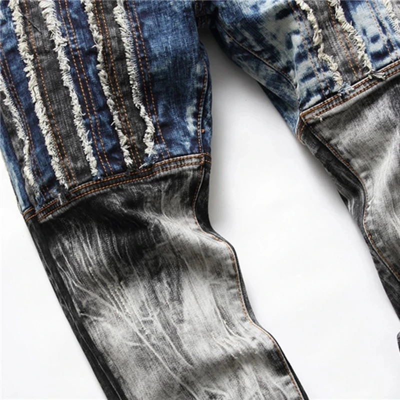 Мужские джинсы в европейском и американском стиле новые модные комбинированные