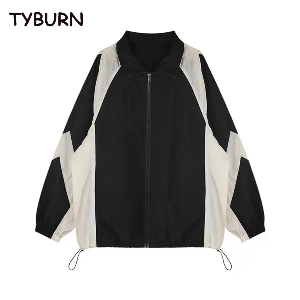 

TYBURN весенне-летняя повседневная Солнцезащитная одежда женское однослойное тонкое пальто на молнии академическая спортивная куртка