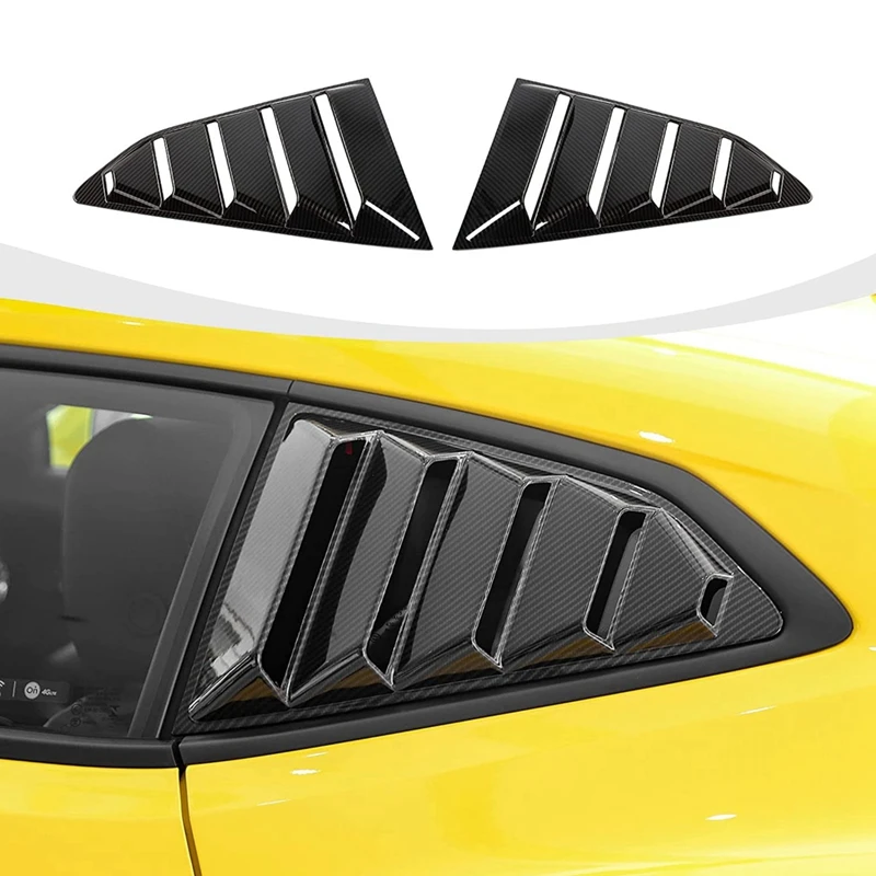 

Боковые жалюзи из углеродного волокна с узором для Chevrolet Camaro 2017-2023, аксессуары для оконных жалюзи, АБС-углеродное волокно
