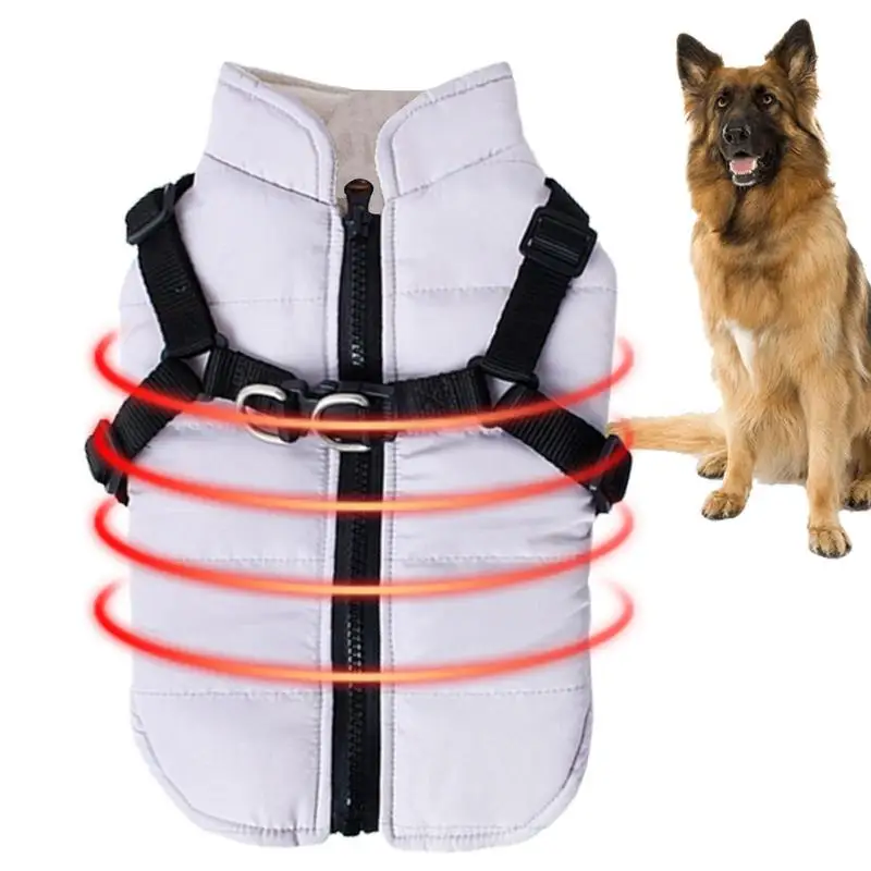 

Зимняя одежда для собак, хлопковая флисовая Регулируемая Одежда для маленьких собак, нагрудный ремень, одежда для собак, мягкое зимнее паль...