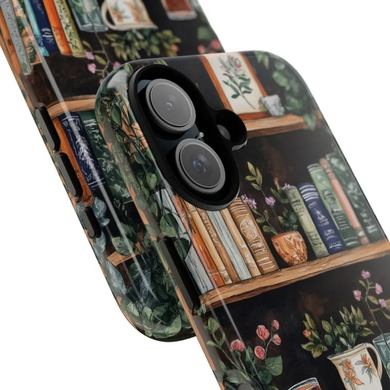 Темный чехол для телефона с книжной полкой iPhone 16 15 14 13 12 11 Pro Max Plus роскошная