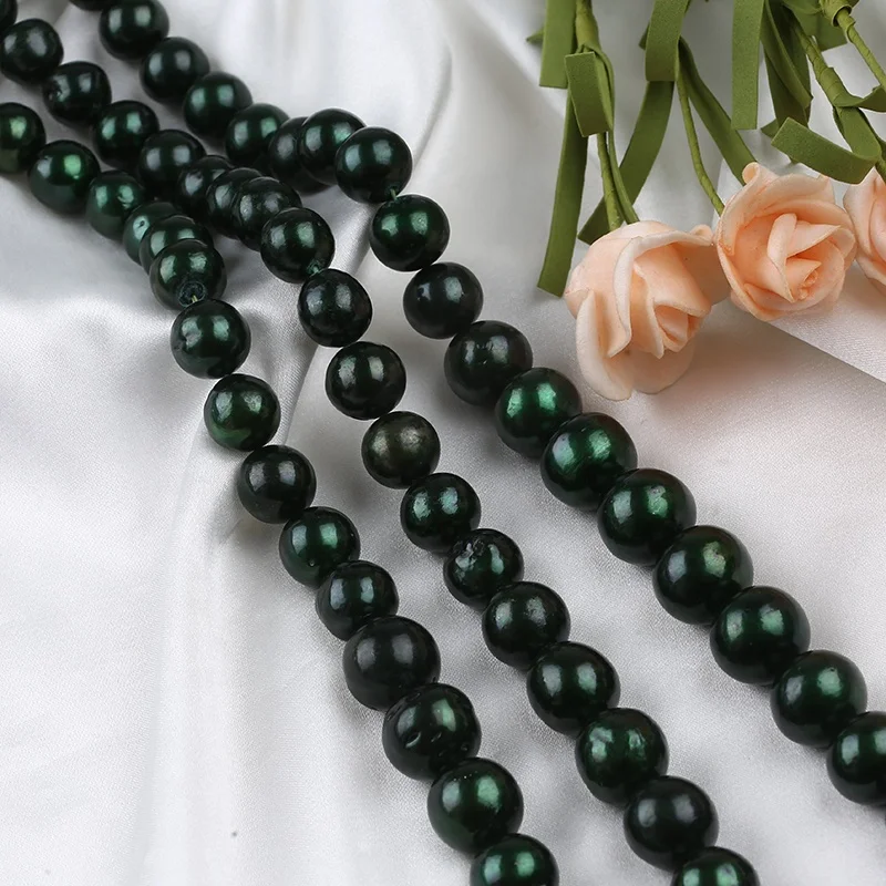 11-16mm Dyed Pistachio Green Color Real Freshwater Edison Round Pearl Beads Strand