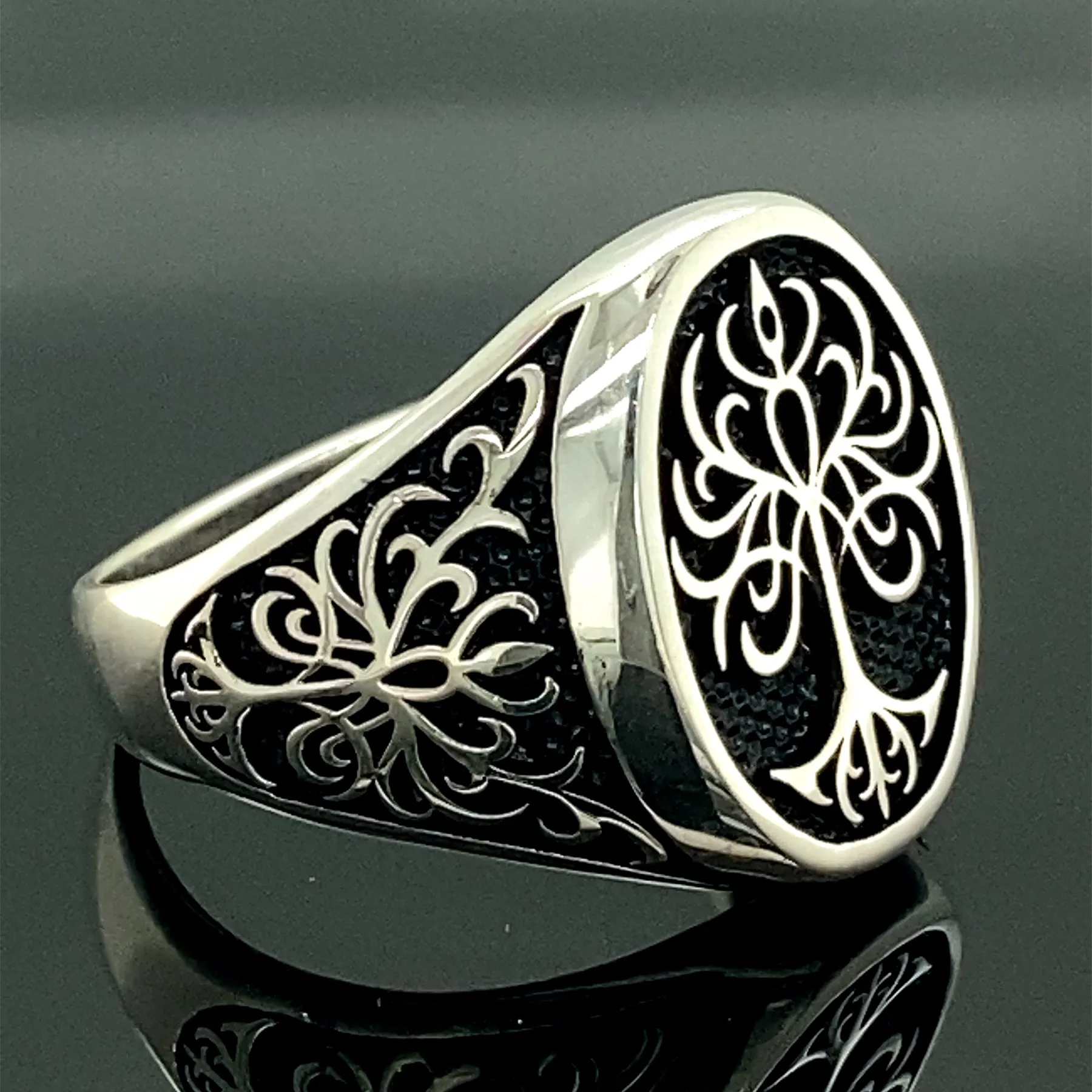 Tree of Life Silver Men Ring , Handmade Yggdrasil Tree of Life Ring , Viking Signet Ring , 925k Sterling Silver Ring , Gift For