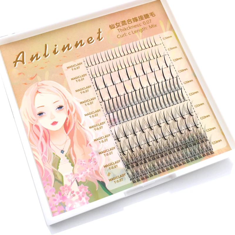 Anlinnet 3D A/M Shape Lndividual Eyelash Extension  Lndividual Fairy Angel Eye Lash Extensioin False Mink Lash Make Up