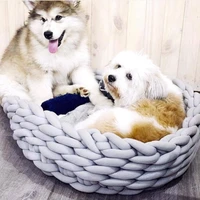 soft warm dog cat bed mats handmade knit pet kennel detachable small dogs cats cave basket puppy sleeping bags cozy pets house