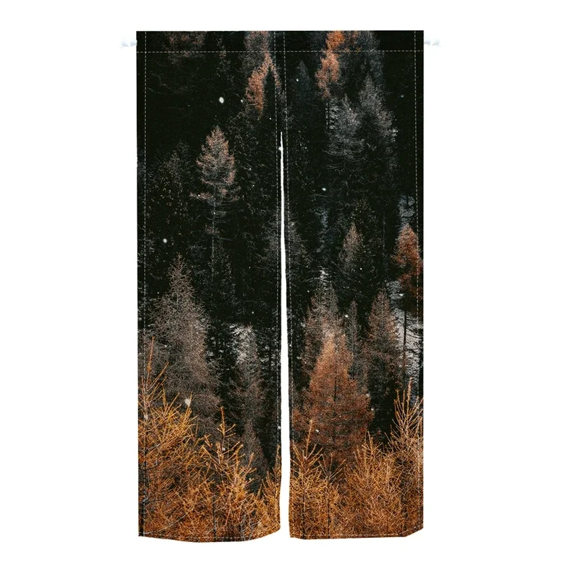Занавеска на дверь с изображением леса и горных стен