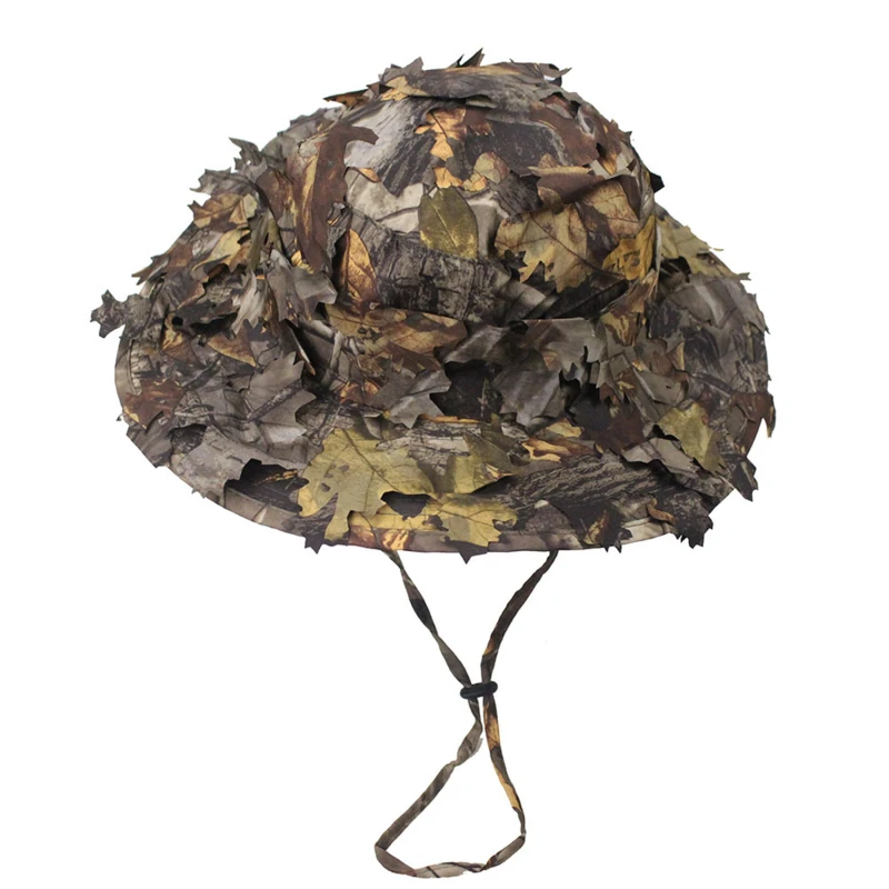 

Camouflage Boonie Hats For Men 3D Leaves Camo Tactical Cap Ghillie Caps Hunter Sniper Hats Fishing Sunshade Hunting Accessories
