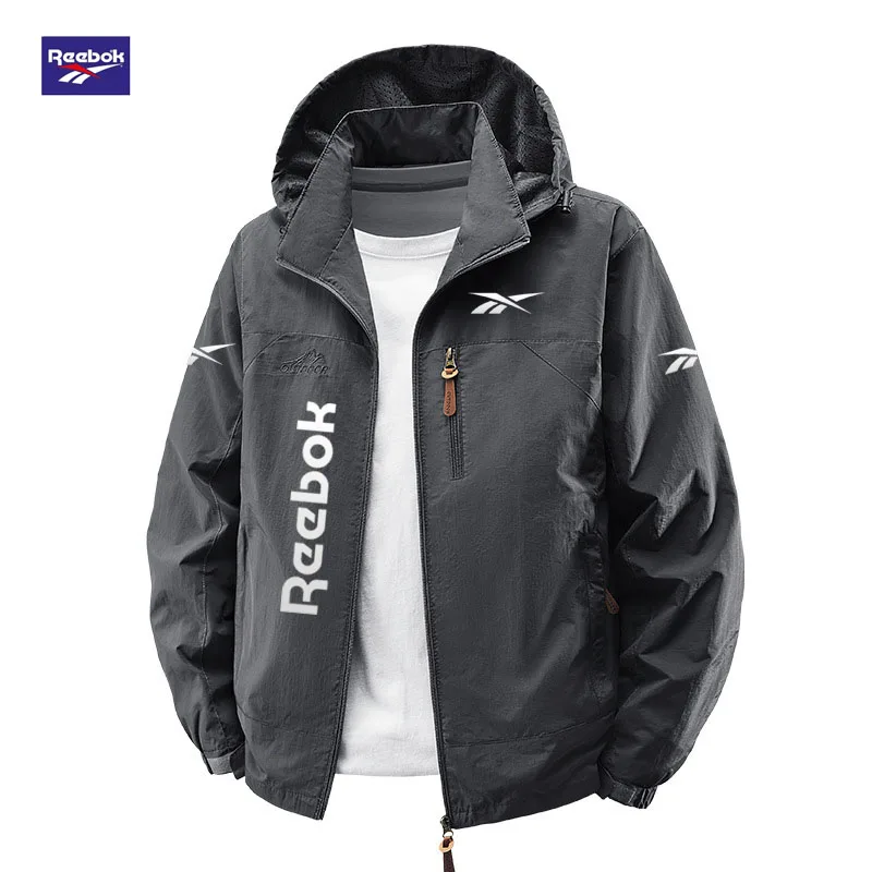 Фото Мужская всепогодная куртка Reebok для весны и осени со съемным капюшоном, подходит для походов, альпинизма и других активностей на открытом воздухе. №2