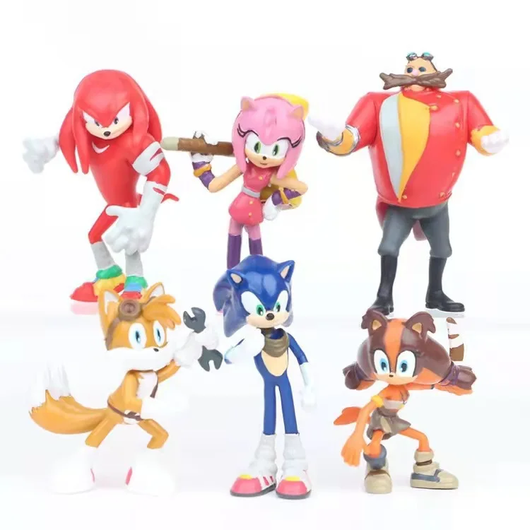 Набор Милых Мини-фигурок из ПВХ 6 шт. игрушечные персонажи ежик тень хвост модель