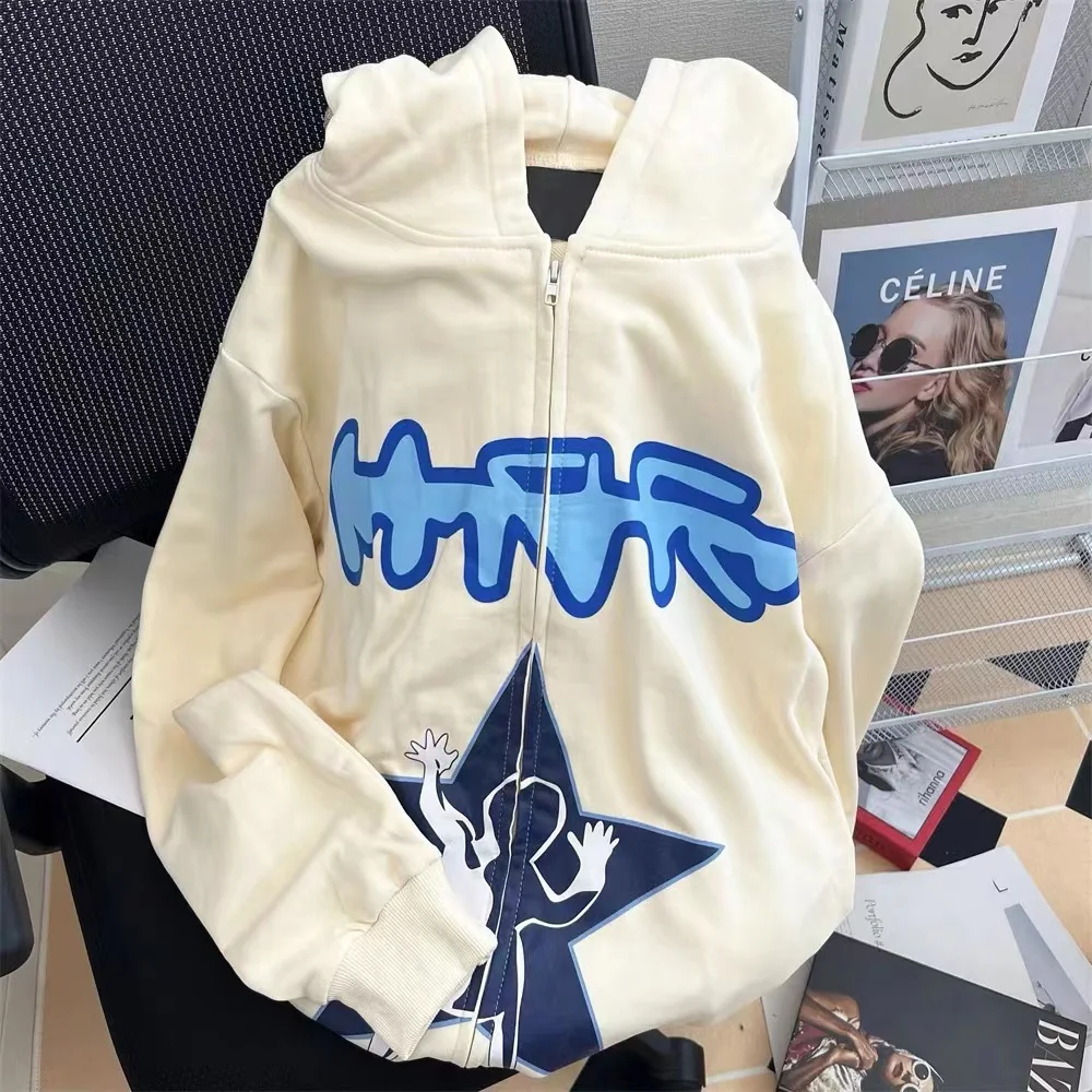 

Women Y2K Retro Sweatshirt 90s Harajuku Punk Gothic Zip Up Hoodie Long-sleeved Loose Jacket korean Kawaii Clothes Outwear