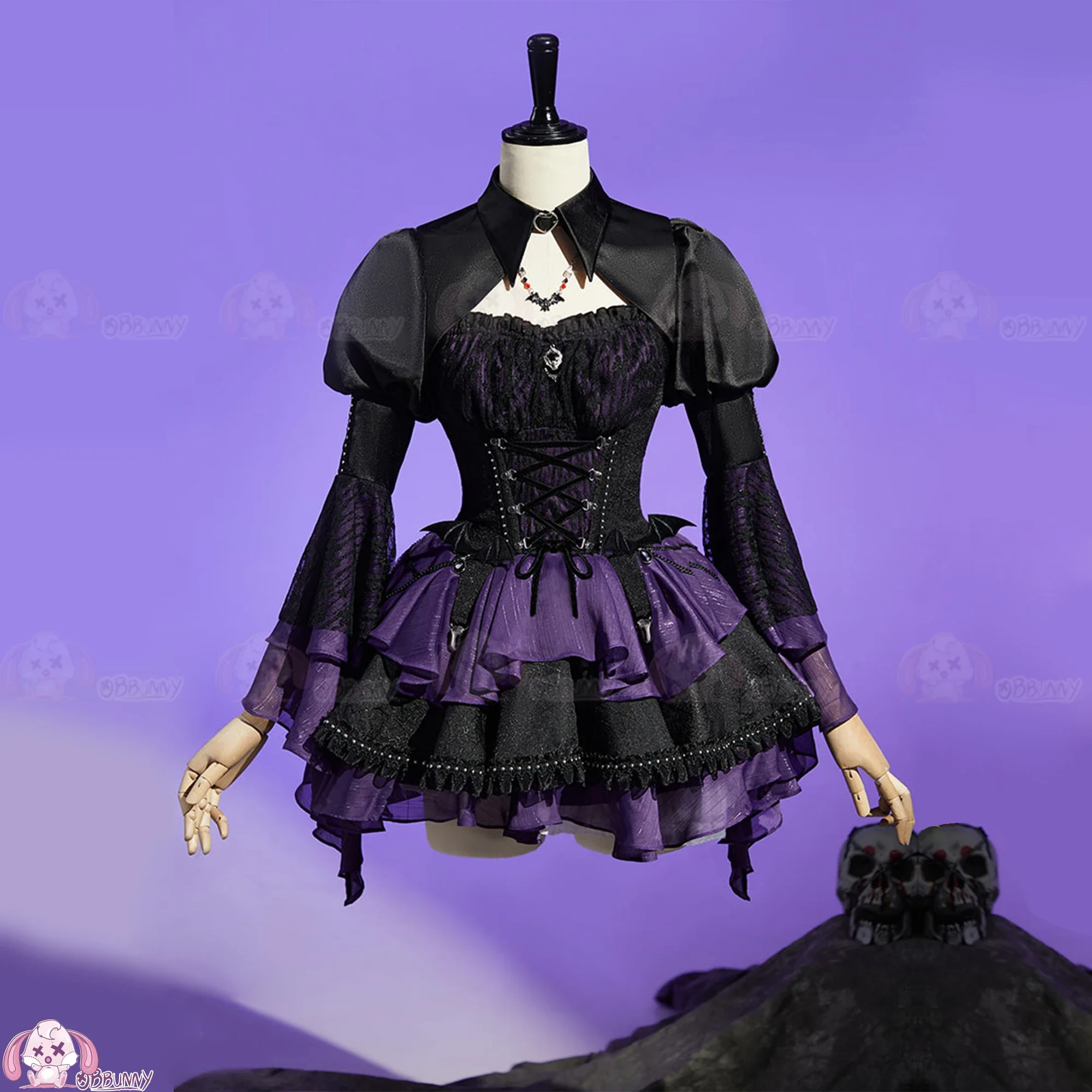 Фото 2026 новый костюм Monster Cos High Elissabat для косплея, женский костюм на Хэллоуин, фантазийная униформа, платье, реквизит, носки, брошь Лолита №1