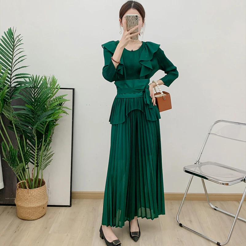 Женский комплект из двух предметов ANLAN элегантный Яркий топ с оборками на поясе и