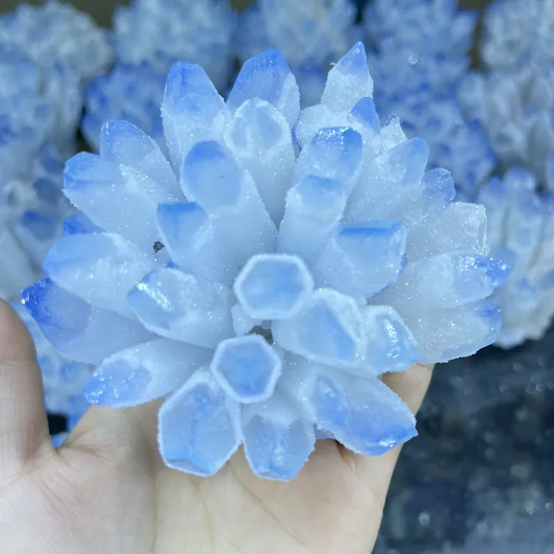 Reiki Natural Blue Crystal Cluster Ornaments Home Decoration Degaussing Crystal Mineral Original Stone Ornaments Handicrafts 1pc