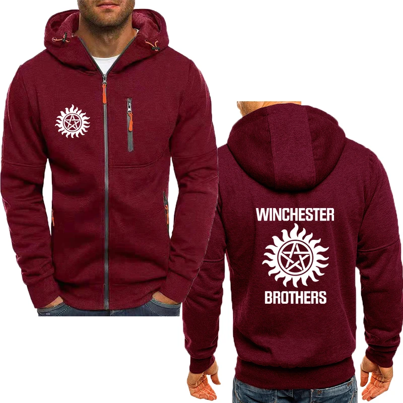

Winchester logo print Autumn New Punk Casual Men's Hoodie top 2022 brand Hoodie cardigan high quality fleece Men's zipper Jacket