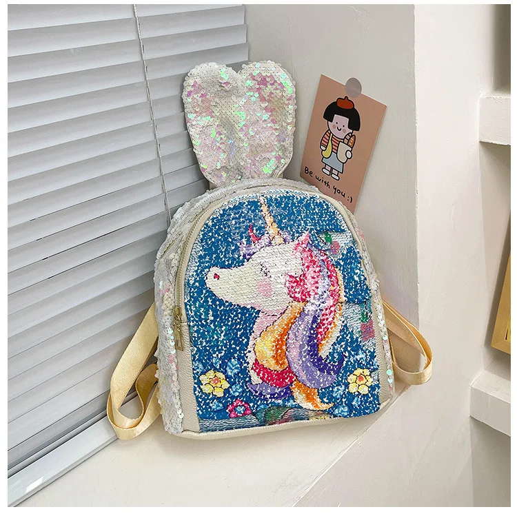 Children Fashion Sequin Backpacks 2022 Unicorn Mermaid Cute Cartoon Student Bags Girl Boy Travel Backpack All-match Sac Licorne