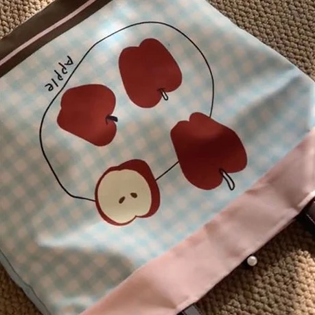 Сумка-тоут женская холщовая в голубую клетку вместительная сумочка-тоут