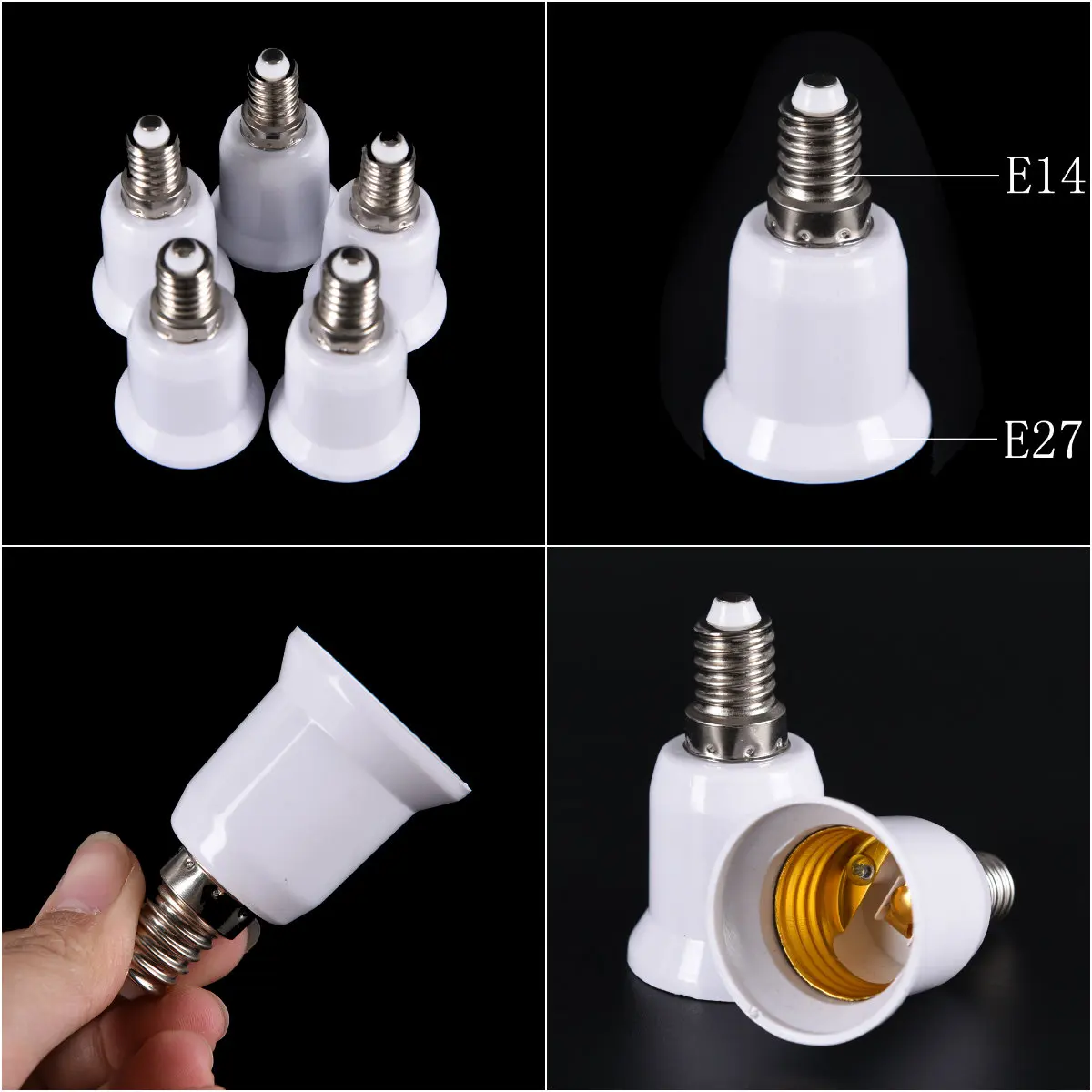 

5pcs Light Lamp Bulb Holder Adapter Socket Converter E14 to E27 Base Screw Flame-retardant PBT plastic Converter good quality