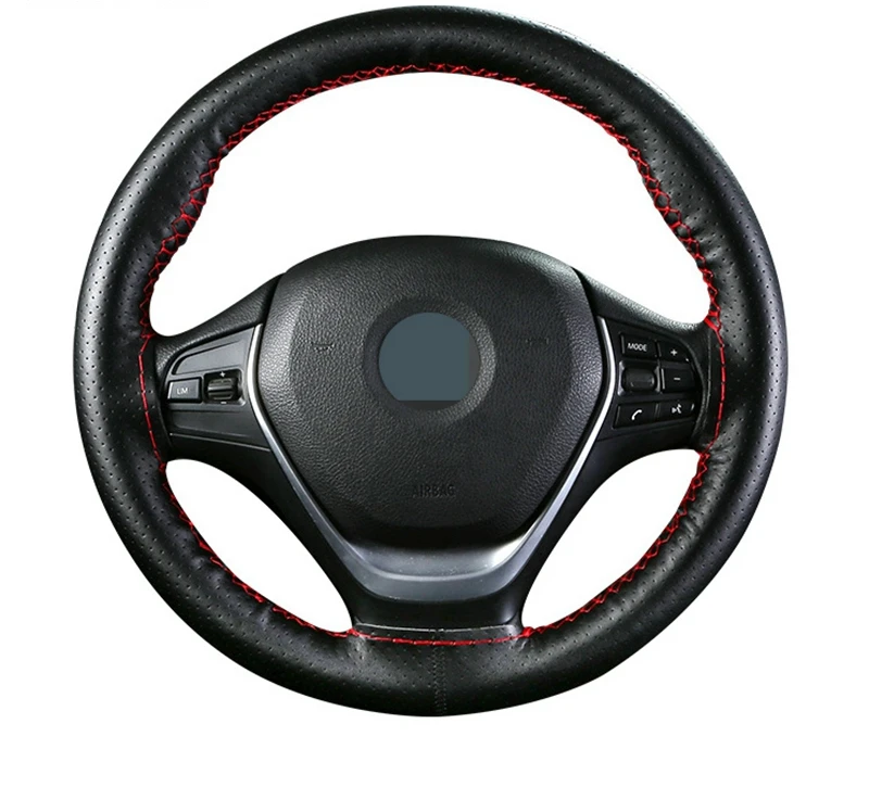 

Hand-Stitched Steering Wheel Cover 36-40cm DIY Leather Braid on the With Needles Thread Car-Styling Steering Covers