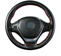 hand stitched steering wheel cover 36 40cm diy leather braid on the with needles thread car styling steering covers