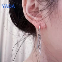 yada square metal geometric clip on earrings long tassels jewelry earrings for women wedding party jewelry er220015