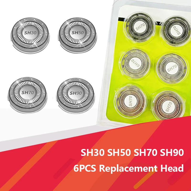 Фото 6 шт. сменных головок SH30 SH50 SH70 SH90 для бритв Philips Norel S7000 S7310 S7370 S7350 S7780 S7311 S7312 S8000 №1