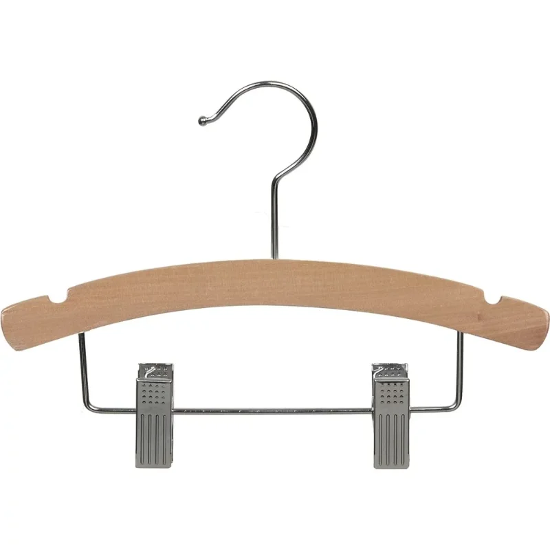 

International Hanger Wooden Kid's Combo Hanger, Natural Finish with Chrome Hardware, Box of 100