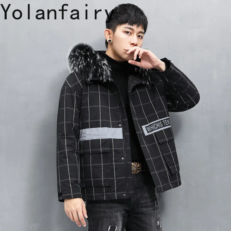 Мужские короткие парки YOLANFAIRY из натурального кроличьего меха Мужская Роскошная