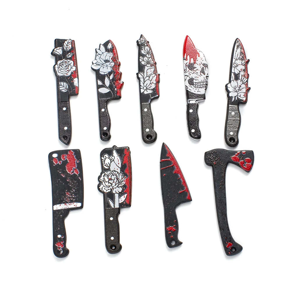 IYOE 5 шт. акриловые разделительные ножи окрашенные кровью череп топор Цветочные