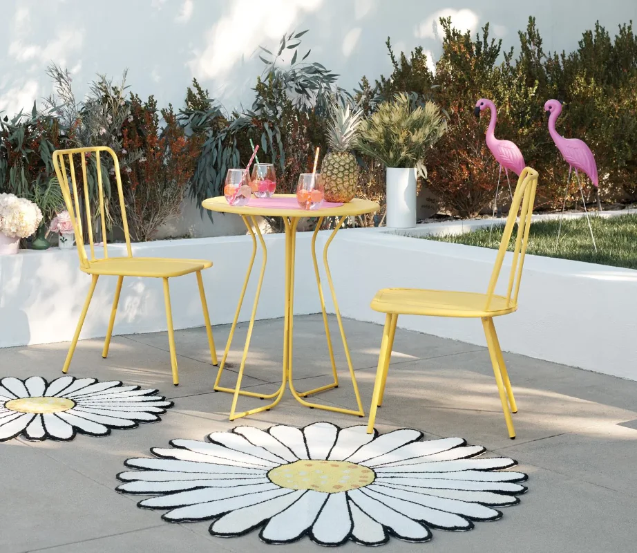 

Novogratz Poolside Gossip Collection, Heidi Outdoor Bistro Set, 3 Piece, Yellow