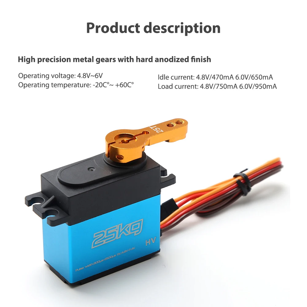 

25 кг цифровой сервопривод 180 градусов из нержавеющей стали Сервопривод водонепроницаемые ручки