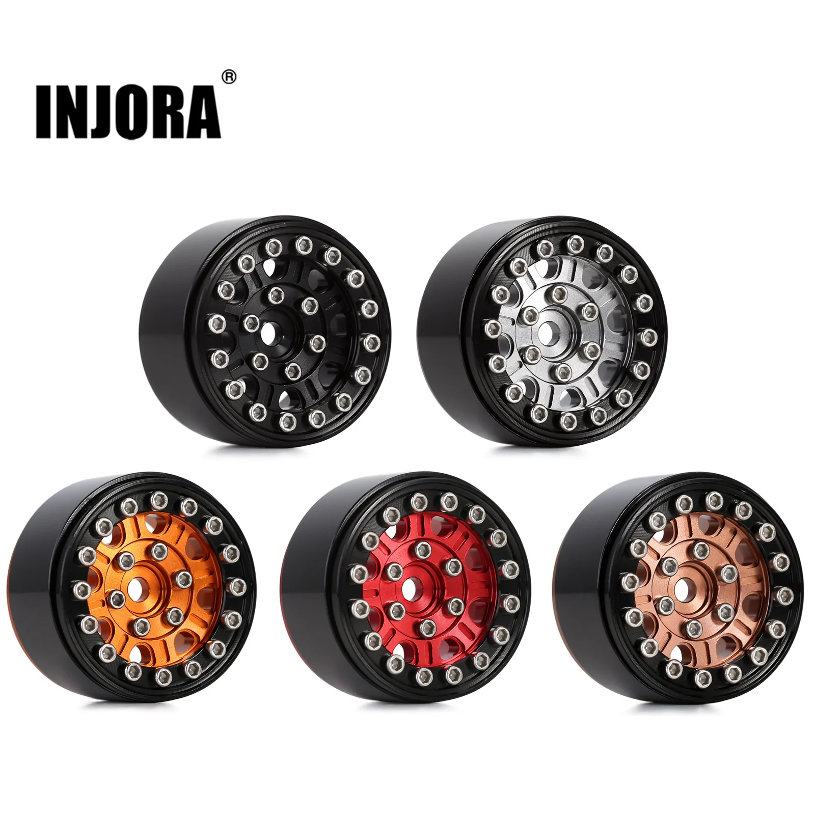 

INJORA 1.0" CNC Metal Beadlock Wheel Rim for 1/24 RC Crawler Car Axial SCX24 Deadbolt Chevrolet Enduro24 (W1002)