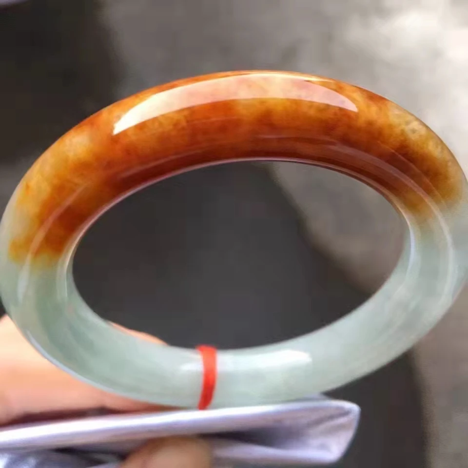 Certified(Grade A)Unique Orange Natural Burmese Jadeite Bracelet Exquisite And Perfect Bangle High Quality Hand-polished Jewelry