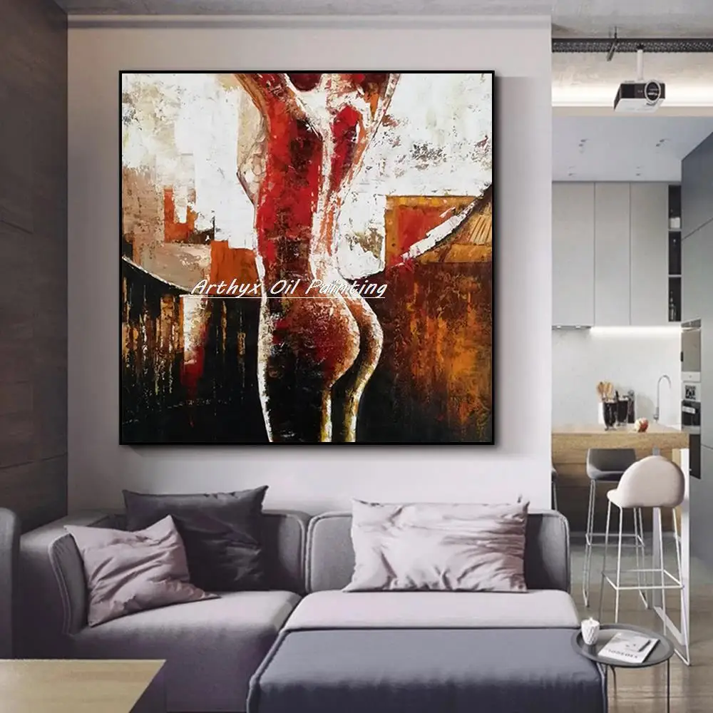 

Современная Абстрактная масляная картина Arthyx с обнаженной женщиной на холсте Ручная Работа большая Настенная картина для гостиной домашний декор подарки