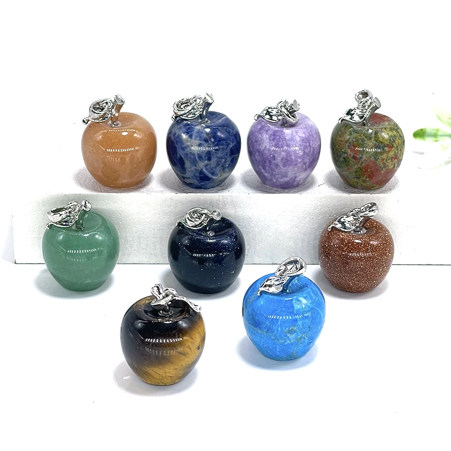 

Natural Stone Apple Pendant Healing Crystal Amethyst Fashion Jewelry Necklaces For Female Women Craft Trinket Christmas Gifts