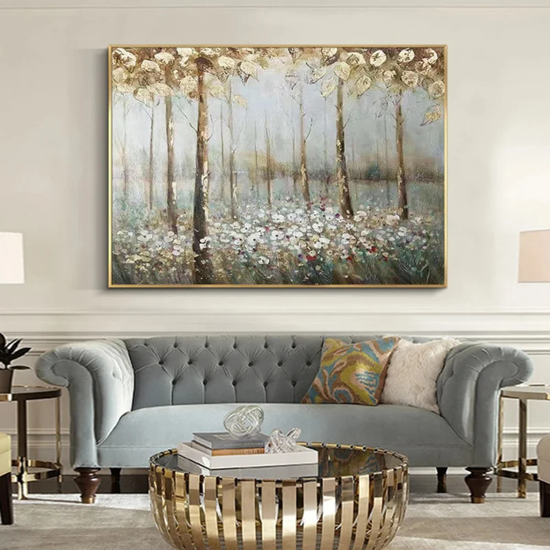 Масляная живопись ручной работы абстрактная 3D золотая маслом на дереве