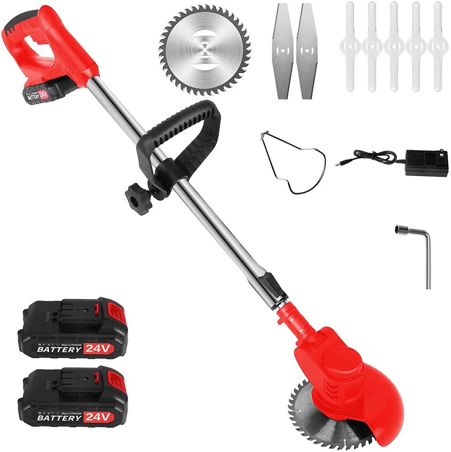 

Rainbow Fringe Trim Cordless String Grass Trimm Er Weed Eater With 24V Lithium-ion 2 Batteries Mechanics Tools Kit