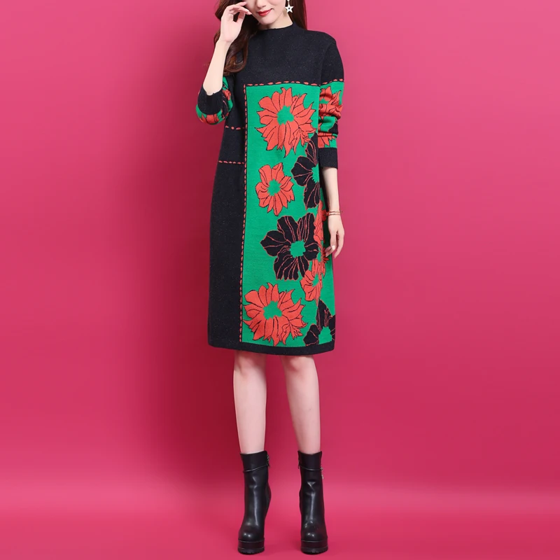 

Осенне-зимняя новая женская Свободная прямая шерстяная юбка средней длины вязаная базовая юбка с длинным рукавом подходит к платью-пальто