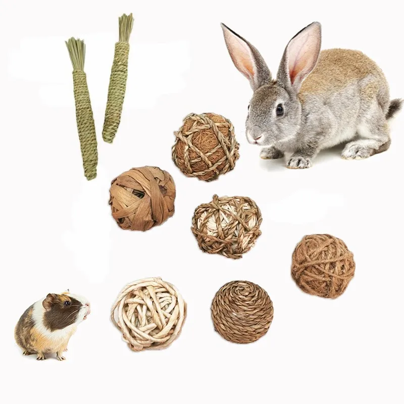 

Natural Chew Toys Spherical Rabbit Hamster Gerbil Chinchilla Guined Pig Tooth Cleaning Accessories Grind Teeth Tool