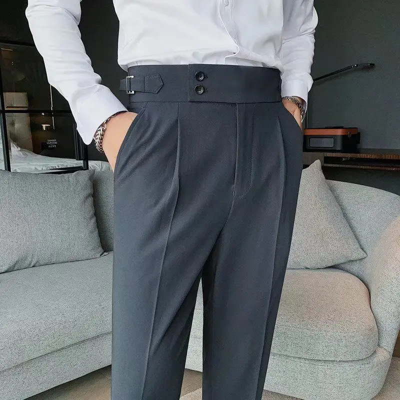 

High Quality Elasticity Suit Pants Men Formal Business Office Social Dress Pants Slim Fit Casual Wedding Trousers Pantalon D82