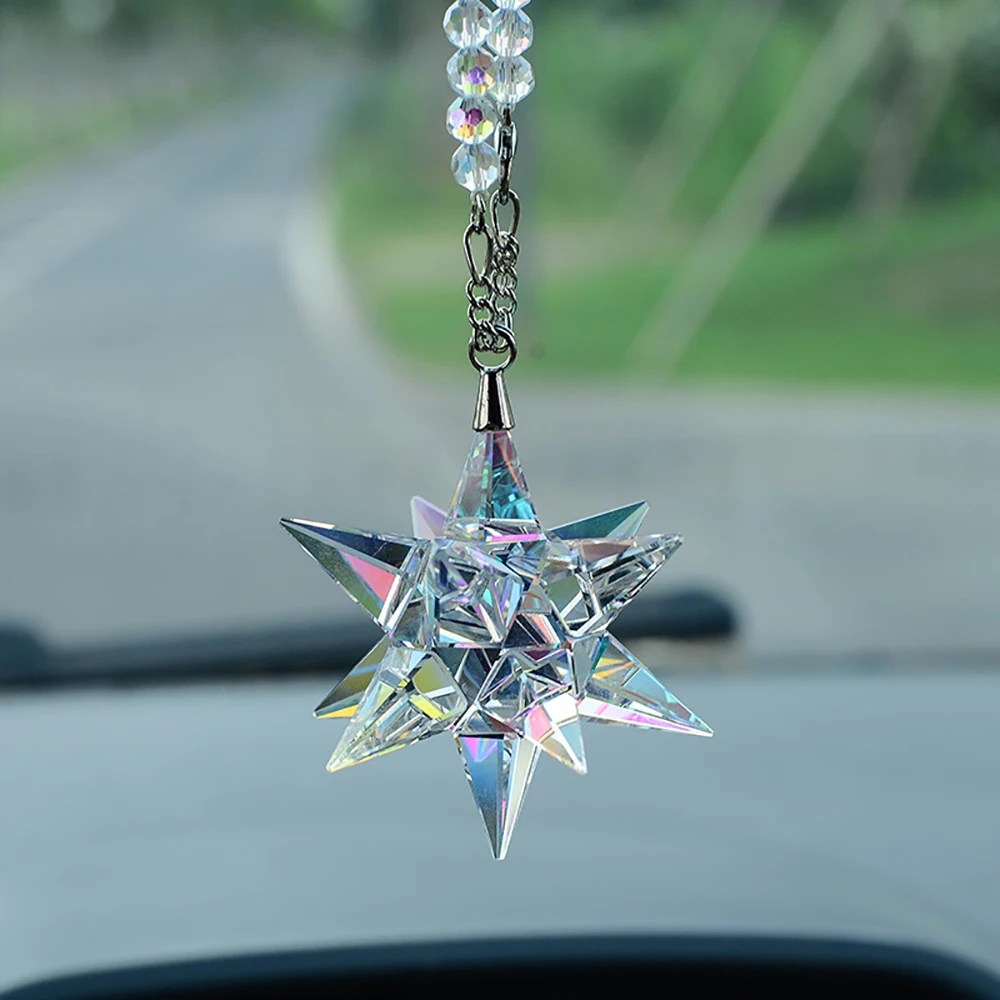 

Meteor Hammer Crystal Car Pendant Hanging Rainbow Maker Rearview Mirror Suspension Home Car Decor Auto Accessories Gift CarDecor