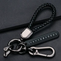 anti lost car key pendant key chain ring phone number cute key rope with lanyard pendant anti lost number plate key chain