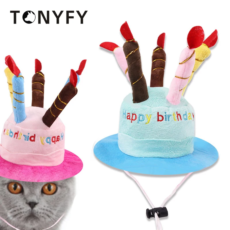 

Pet Dog Birthday Hat Beanies Hat with Cake Candles Gift Design Birthday Party Costume Headwear Accessory Pet Cap Supplies