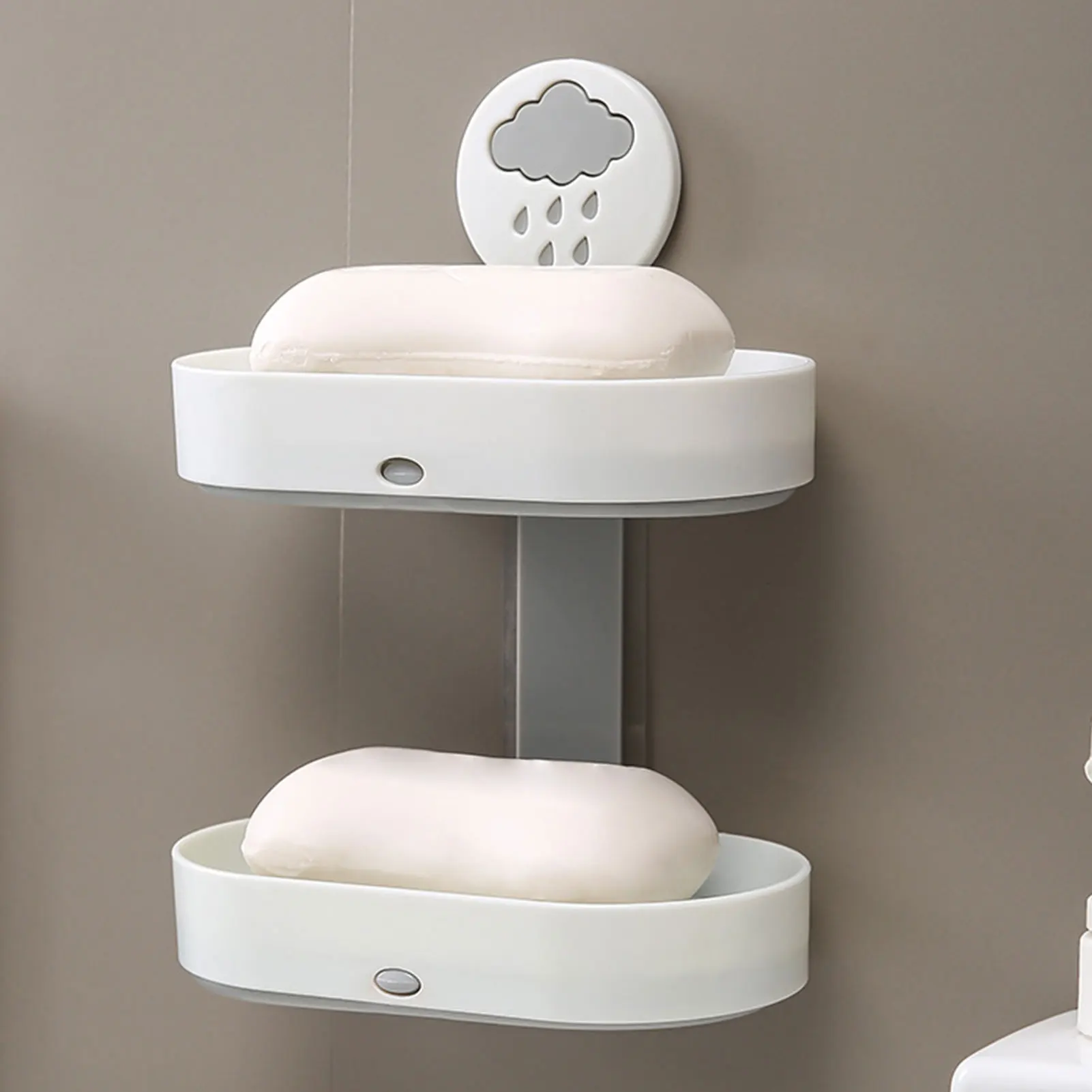 

Double Layer Soap Holder Wall-mounted Self-adhesive Soap Drain Dish Soap Sponge Plate Tray Kitchen Bathroom Accessories